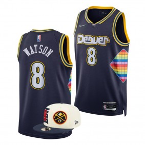 UCLA Bruins Peyton Watson 2022 NBA Draft Denver Nuggets Navy City Edition Jersey